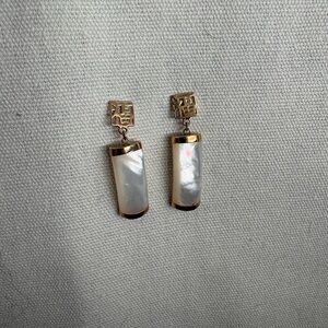 Elegant Gold and White Drop Earrings